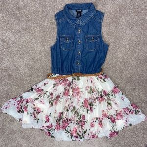 Zunie size 10 denim floral lace western dress